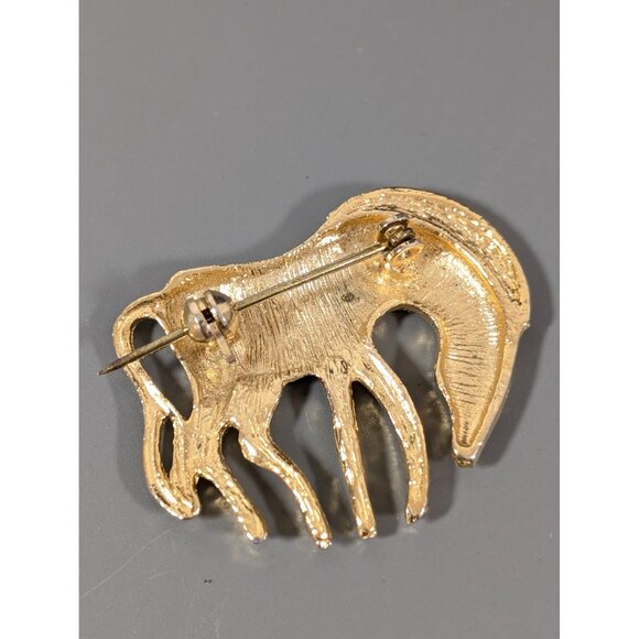 Vintage Gold Tone Zebra Pin Brooch African Safari Tribal - Picture 4 of 6